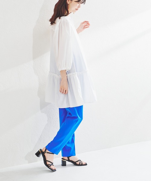 acro（アクロ）の「ボリューム袖ティアードチュニック/AC1400（ワンピース・レディース・ホワイト/ライトブルー/イエロー・ﾌﾘ-）」の10枚目の写真