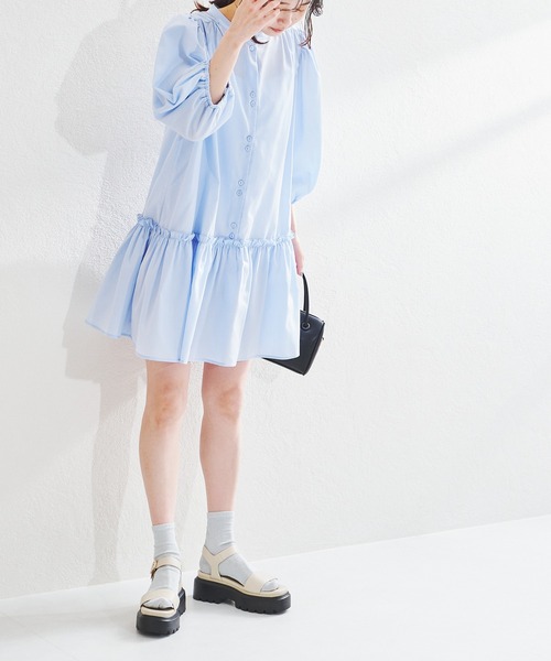 acro（アクロ）の「ボリューム袖ティアードチュニック/AC1400（ワンピース・レディース・ホワイト/ライトブルー/イエロー・ﾌﾘ-）」の11枚目の写真