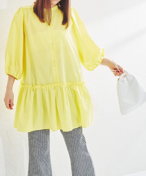 acro（アクロ）の「ボリューム袖ティアードチュニック/AC1400（ワンピース・レディース・ホワイト/ライトブルー/イエロー・ﾌﾘ-）」の17枚目の写真