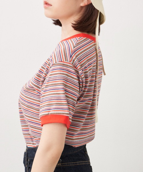 MERLOT(メルロー)の「マルチボーダーT(Tシャツ/カットソー・レディース・ブラック/レッド・FREE)」の19枚目の写真
