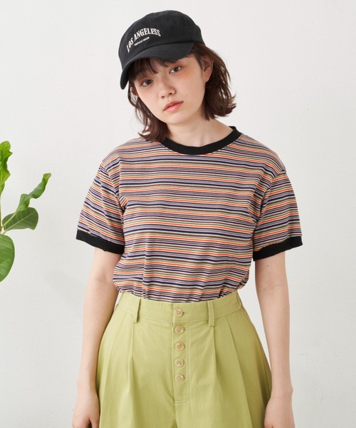 MERLOT(メルロー)の「マルチボーダーT(Tシャツ/カットソー・レディース・ブラック/レッド・FREE)」の16枚目の写真