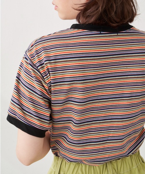 MERLOT(メルロー)の「マルチボーダーT(Tシャツ/カットソー・レディース・ブラック/レッド・FREE)」の5枚目の写真
