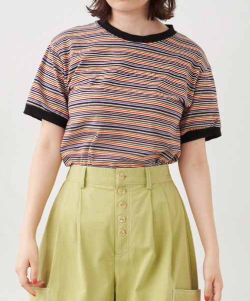 MERLOT(メルロー)の「マルチボーダーT(Tシャツ/カットソー・レディース・ブラック/レッド・FREE)」の20枚目の写真