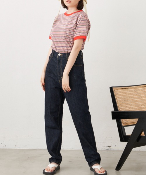 MERLOT(メルロー)の「マルチボーダーT(Tシャツ/カットソー・レディース・ブラック/レッド・FREE)」の3枚目の写真