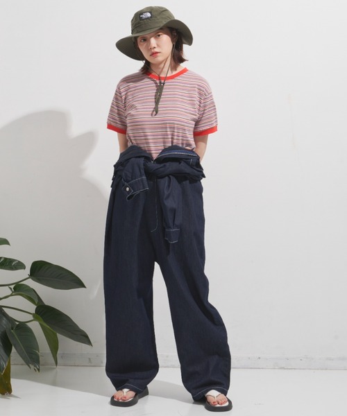 MERLOT(メルロー)の「マルチボーダーT(Tシャツ/カットソー・レディース・ブラック/レッド・FREE)」の13枚目の写真