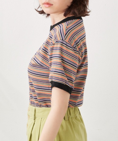MERLOT(メルロー)の「マルチボーダーT(Tシャツ/カットソー・レディース・ブラック/レッド・FREE)」の9枚目の写真