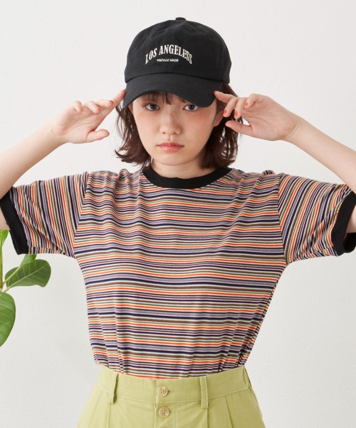 MERLOT(メルロー)の「マルチボーダーT(Tシャツ/カットソー・レディース・ブラック/レッド・FREE)」の22枚目の写真