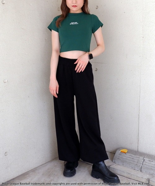 BACK TO THE FIELD(バック トゥー ザ フィールド)の「【MLB】レタリング刺繍ちびTシャツ(Tシャツ/カットソー・レディース・ホワイト/ブラック/グリーン・FREE)」の11枚目の写真