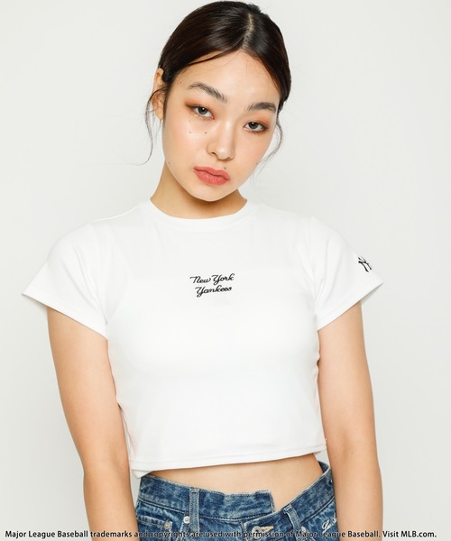 BACK TO THE FIELD(バック トゥー ザ フィールド)の「【MLB】レタリング刺繍ちびTシャツ(Tシャツ/カットソー・レディース・ホワイト/ブラック/グリーン・FREE)」の17枚目の写真