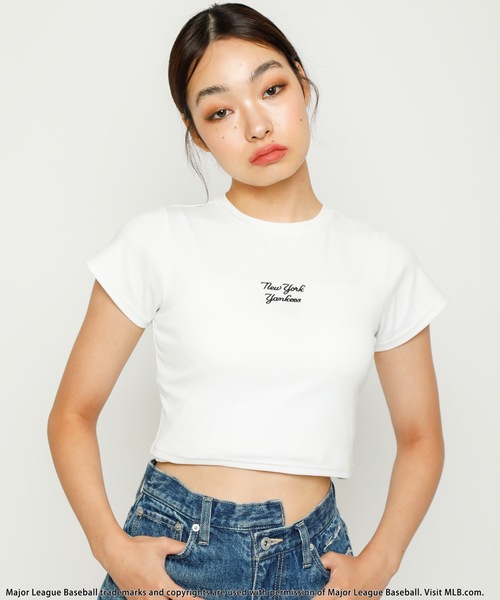 BACK TO THE FIELD(バック トゥー ザ フィールド)の「【MLB】レタリング刺繍ちびTシャツ(Tシャツ/カットソー・レディース・ホワイト/ブラック/グリーン・FREE)」の18枚目の写真