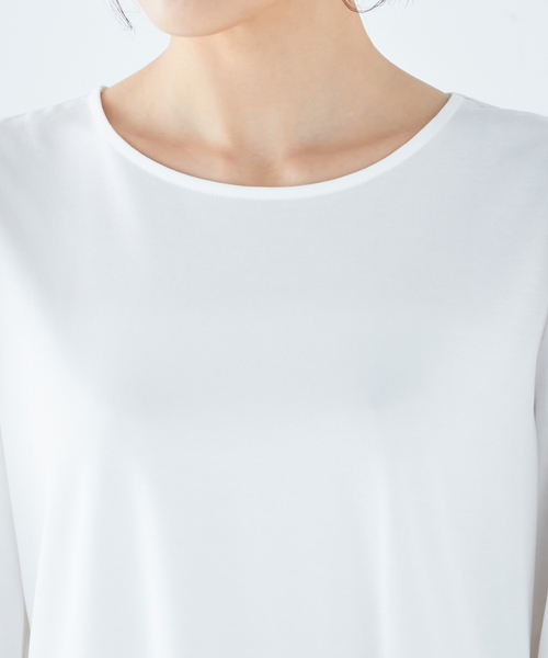 A/C DESIGN BY ALPHA CUBIC(エーシーデザインバイアルファキュービック)の「【接触冷感】ティアードカットプルオーバー(Tシャツ/カットソー・レディース・ブラック/オフホワイト/グリーン・M/L)」の4枚目の写真