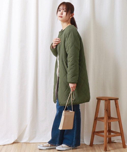 libelle more（リベル モア）の「裏ボアキルトコート+ニットワンピース セット（セットアップ・レディース・ブラック/ベージュ/カーキ・M/L）」の15枚目の写真