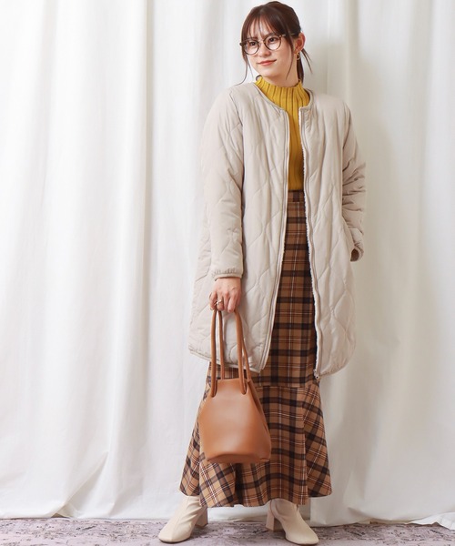 libelle more（リベル モア）の「裏ボアキルトコート+ニットワンピース セット（セットアップ・レディース・ブラック/ベージュ/カーキ・M/L）」の13枚目の写真