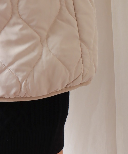 libelle more（リベル モア）の「裏ボアキルトコート+ニットワンピース セット（セットアップ・レディース・ブラック/ベージュ/カーキ・M/L）」の7枚目の写真