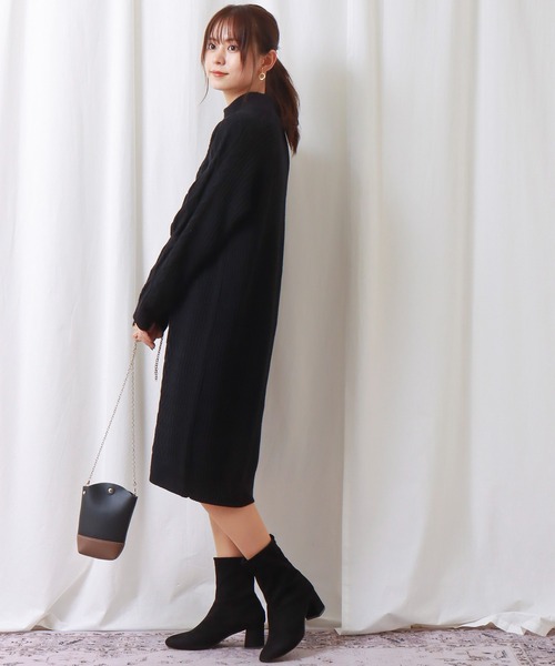 libelle more（リベル モア）の「裏ボアキルトコート+ニットワンピース セット（セットアップ・レディース・ブラック/ベージュ/カーキ・M/L）」の21枚目の写真