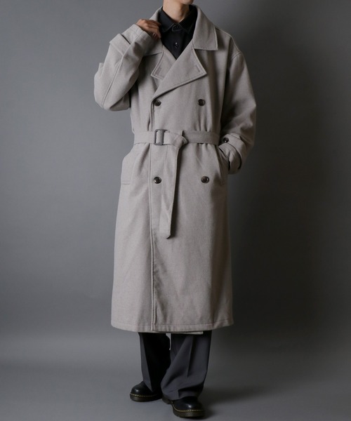 セール】【別注】over size wool trench coat/オーバーサイズ