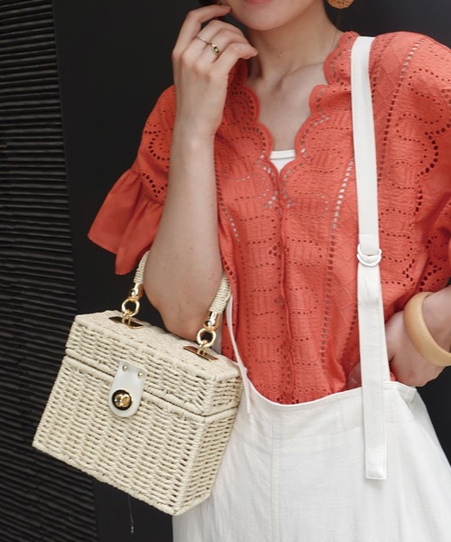 CORNERS（コーナーズ）の「スクエアカゴバニティバッグ（かごバッグ・レディース・ブラック/ブラウン/ベージュ・FREE）」の11枚目の写真