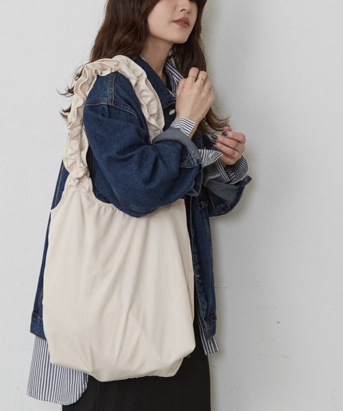 Shelly island（シェリーアイランド）の「フリルショルダートートバッグ（トートバッグ・レディース・オレンジ/グリーン/ブラック/ホワイト/その他・FREE）」の14枚目の写真