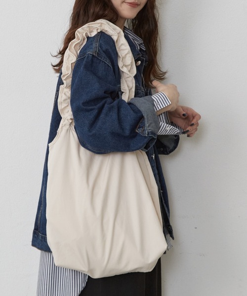 Shelly island（シェリーアイランド）の「フリルショルダートートバッグ（トートバッグ・レディース・オレンジ/グリーン/ブラック/ホワイト/その他・FREE）」の15枚目の写真