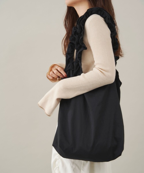 Shelly island（シェリーアイランド）の「フリルショルダートートバッグ（トートバッグ・レディース・オレンジ/グリーン/ブラック/ホワイト/その他・FREE）」の9枚目の写真