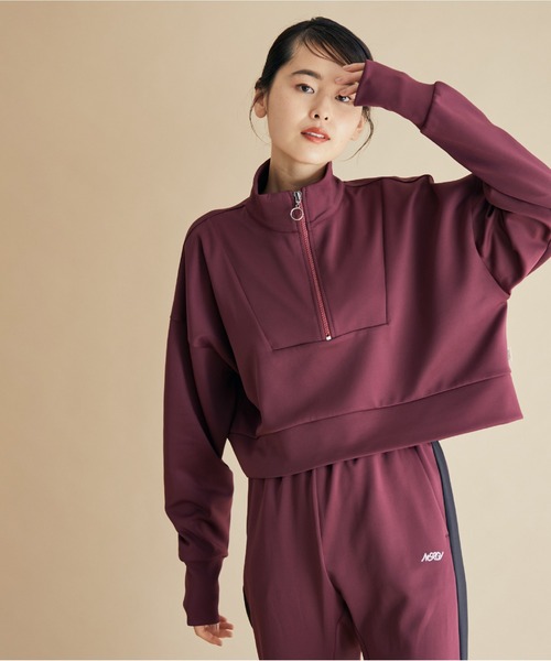 NERGY（ナージー）の「【Athlounge】UV  接触冷感 ショートハーフジッププルオーバー（スウェット・レディース・チャコールグレー/ブラウン/レンガ・FREE）」の18枚目の写真