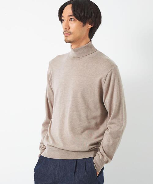 green label relaxing（グリーンレーベルリラクシング）の「120s 天竺 タートルネック ニット（ニット/セーター・メンズ・ブラック/ダークブラウン/ベージュ/コバルトブルー・S/M/L/XL）」の7枚目の写真