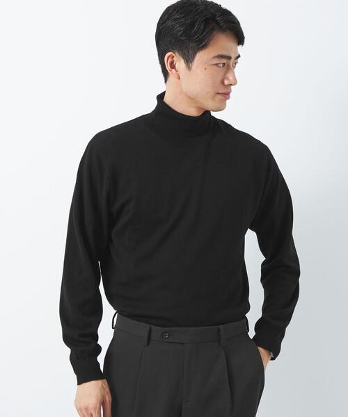 green label relaxing（グリーンレーベルリラクシング）の「120s 天竺 タートルネック ニット（ニット/セーター・メンズ・ブラック/ダークブラウン/ベージュ/コバルトブルー・S/M/L/XL）」の13枚目の写真