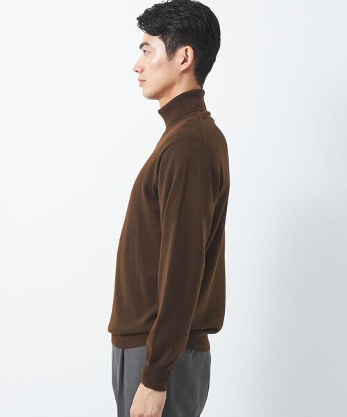 green label relaxing（グリーンレーベルリラクシング）の「120s 天竺 タートルネック ニット（ニット/セーター・メンズ・ブラック/ダークブラウン/ベージュ/コバルトブルー・S/M/L/XL）」の15枚目の写真