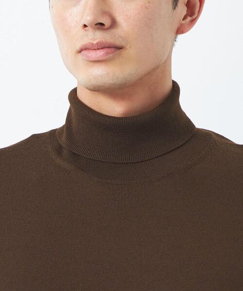 green label relaxing（グリーンレーベルリラクシング）の「120s 天竺 タートルネック ニット（ニット/セーター・メンズ・ブラック/ダークブラウン/ベージュ/コバルトブルー・S/M/L/XL）」の6枚目の写真