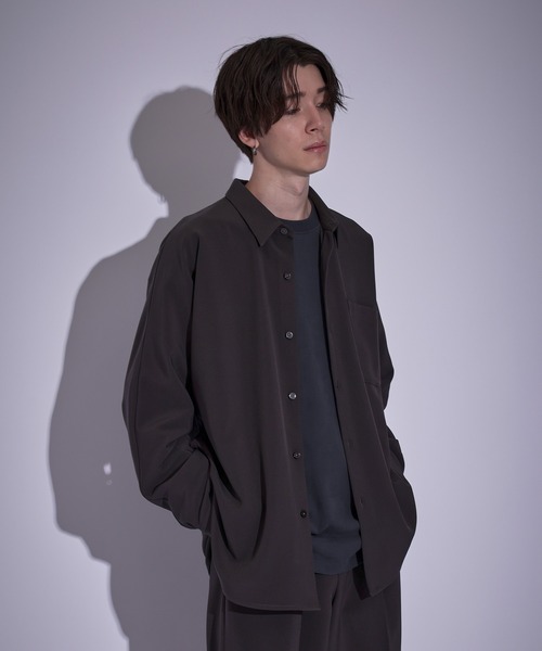 JUNRED(ジュンレッド)の「スムースタッチドルマンビッグシャツ(シャツ/ブラウス・メンズ・チャコールグレー/グレー系その他/ブルー系その他4/グレー・S/M/L)」の16枚目の写真