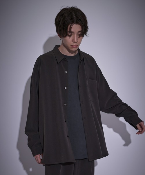 JUNRED(ジュンレッド)の「スムースタッチドルマンビッグシャツ(シャツ/ブラウス・メンズ・チャコールグレー/グレー系その他/ブルー系その他4/グレー・S/M/L)」の18枚目の写真