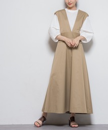 Droite lautreamont | Vネックロングジャンパースカート(サロペット/オーバーオール)