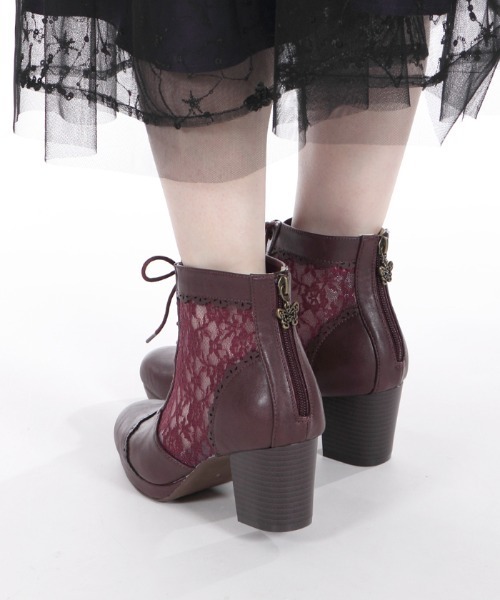 axes femme（アクシーズファム）の「チュールレースアップブーツ（ブーツ・レディース・ブラック/ベージュ/ワイン・MEDIUM/LARGE）」の3枚目の写真