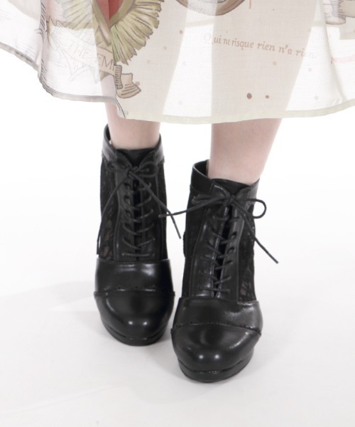 axes femme（アクシーズファム）の「チュールレースアップブーツ（ブーツ・レディース・ブラック/ベージュ/ワイン・MEDIUM/LARGE）」の2枚目の写真