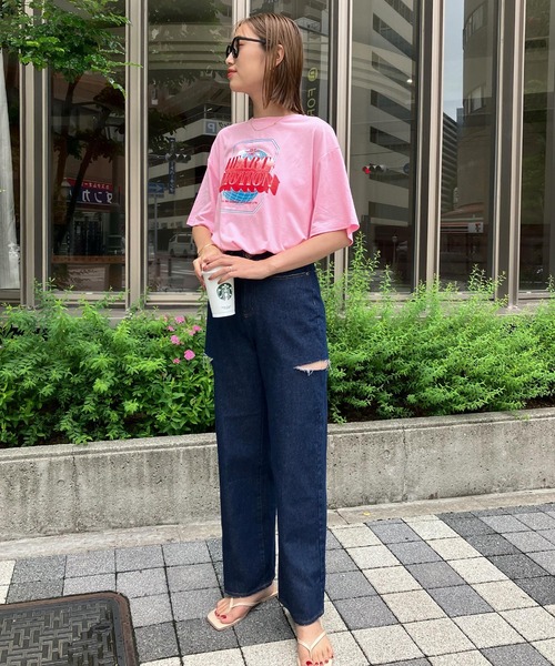 春夏 サイドダメージ ワイドデニムパンツ サイドダメージワイドデニムパンツ（デニムパンツ）｜KOBE