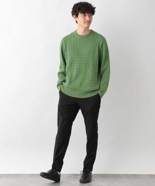 GLOBAL WORK（グローバルワーク）の「洗えるスマートケーブルニット/278052（ニット/セーター・メンズ・オフホワイト/グレー/ベージュ/グリーン/ブルー/ネイビー/ピンク・SMALL/MEDIUM/LARGE/X-LARGE）」の17枚目の写真