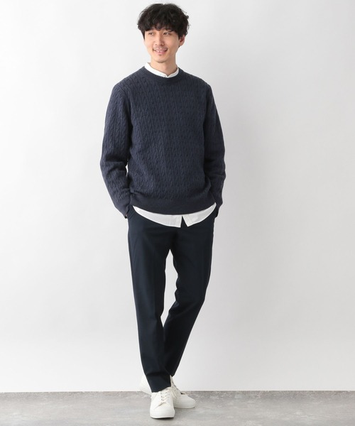 GLOBAL WORK（グローバルワーク）の「洗えるスマートケーブルニット/278052（ニット/セーター・メンズ・オフホワイト/グレー/ベージュ/グリーン/ブルー/ネイビー/ピンク・SMALL/MEDIUM/LARGE/X-LARGE）」の21枚目の写真