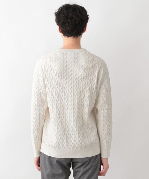 GLOBAL WORK（グローバルワーク）の「洗えるスマートケーブルニット/278052（ニット/セーター・メンズ・オフホワイト/グレー/ベージュ/グリーン/ブルー/ネイビー/ピンク・SMALL/MEDIUM/LARGE/X-LARGE）」の22枚目の写真