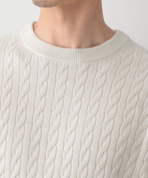 GLOBAL WORK（グローバルワーク）の「洗えるスマートケーブルニット/278052（ニット/セーター・メンズ・オフホワイト/グレー/ベージュ/グリーン/ブルー/ネイビー/ピンク・SMALL/MEDIUM/LARGE/X-LARGE）」の14枚目の写真