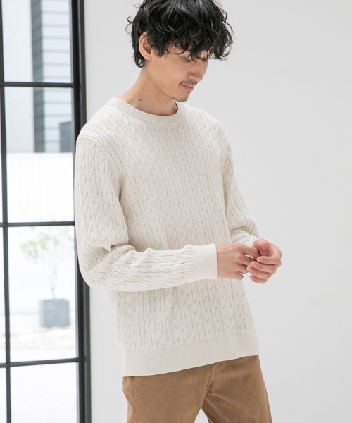 セール】洗えるスマートケーブルニット/278052（ニット/セーター
