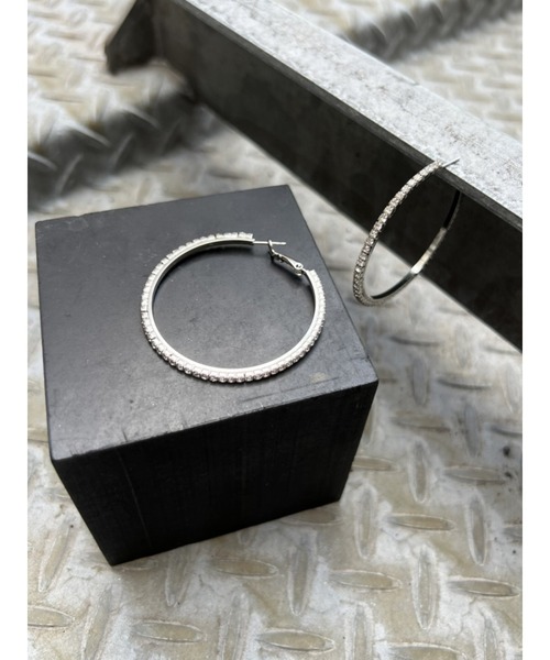 EGOIST（エゴイスト）の「ストーンフープピアス（ピアス（両耳用）・レディース・シルバー・FREE）」の5枚目の写真