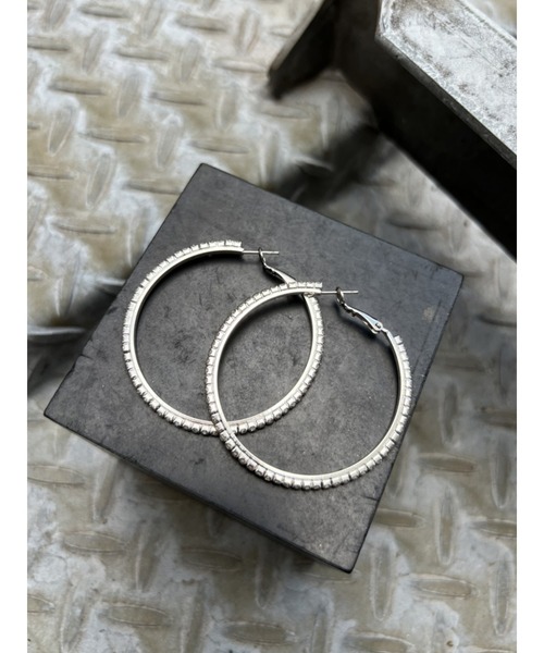EGOIST（エゴイスト）の「ストーンフープピアス（ピアス（両耳用）・レディース・シルバー・FREE）」の4枚目の写真