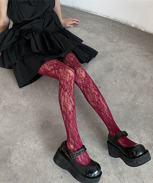 c.u.l（シーユーエル）の「フラワーレースタイツ カラータイツ