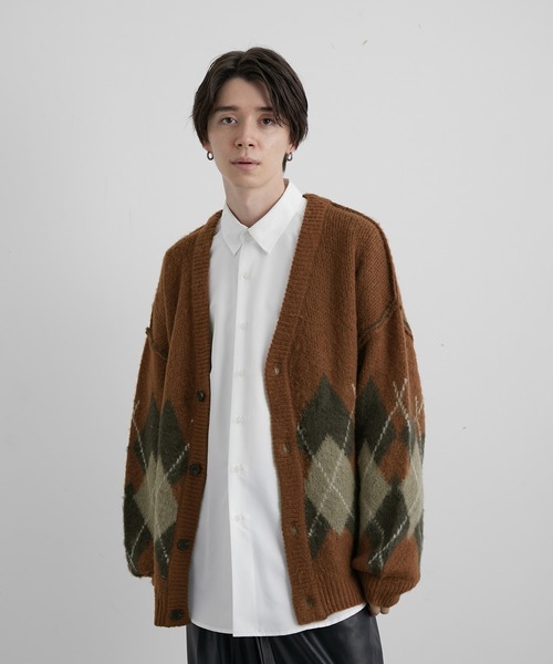 セール】アーガイルニットルーズカーディガン（カーディガン/ボレロ