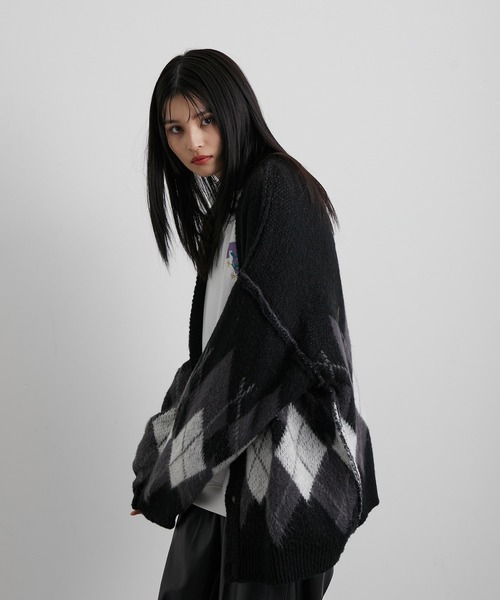 JUNRED(ジュンレッド)の「アーガイルニットルーズカーディガン(カーディガン/ボレロ・メンズ・ブラック/ブラウン・S/M/L)」の21枚目の写真