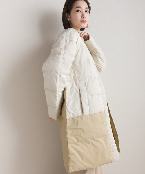 FURRY（ファーリー）の「軽量ダウンノーカラージャケット（トレンチコート・レディース・ブラック/アイボリー・FREE）」の10枚目の写真