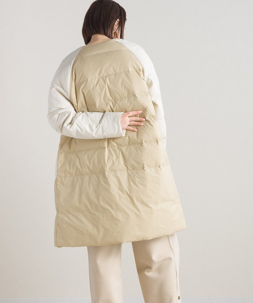 FURRY（ファーリー）の「軽量ダウンノーカラージャケット（トレンチコート・レディース・ブラック/アイボリー・FREE）」の12枚目の写真