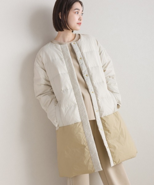 FURRY（ファーリー）の「軽量ダウンノーカラージャケット（トレンチコート・レディース・ブラック/アイボリー・FREE）」の9枚目の写真