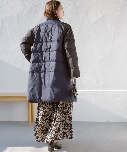 FURRY（ファーリー）の「軽量ダウンノーカラージャケット（トレンチコート・レディース・ブラック/アイボリー・FREE）」の7枚目の写真