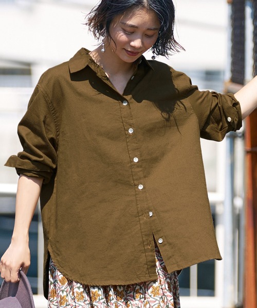 coca(coca)(コカ)の「ミリタリーネルシャツ(シャツ/ブラウス・レディース・キャメル/カーキ・ONE SIZE)」の1枚目の写真